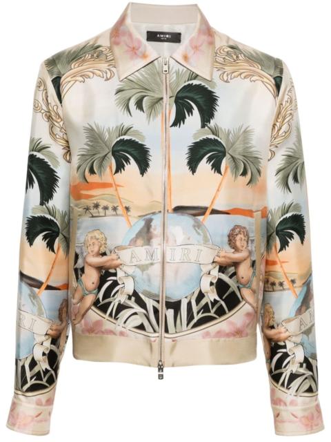 AMIRI graphic-print silk bomber jacket