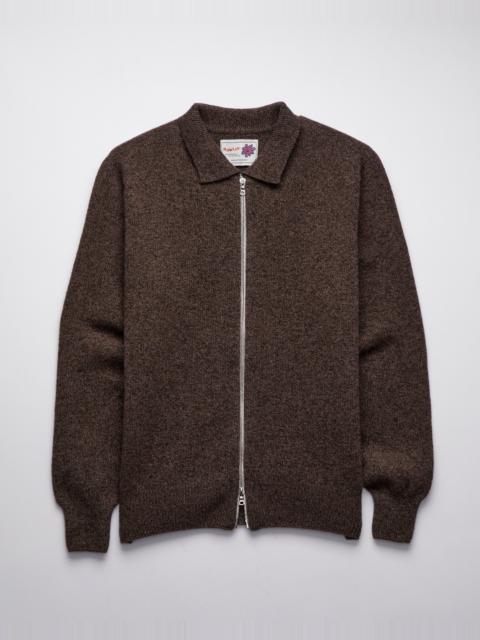 "High Pressure" Wool Zip Cardigan in Brown Mix