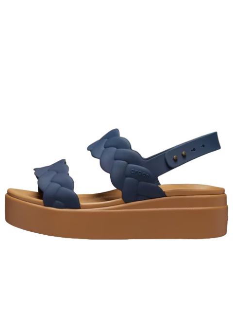 crocs (WMNS) Crocs Brooklyn Woven Wedge Sandals 'Blue Brown' 209977-410