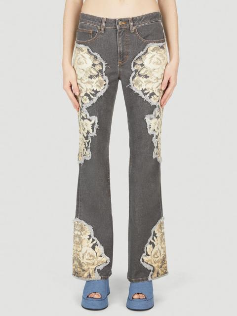 GUESS USA Floral Printed Flared Jeans