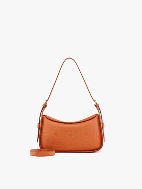 MCM Aren Flap Hobo in Embossed Monogram Leather