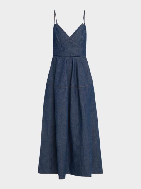 Basque Chambray Midi Dress