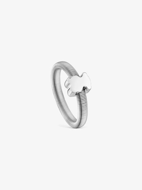 TOUS Silver and steel bear Ring TOUS Mesh Tube