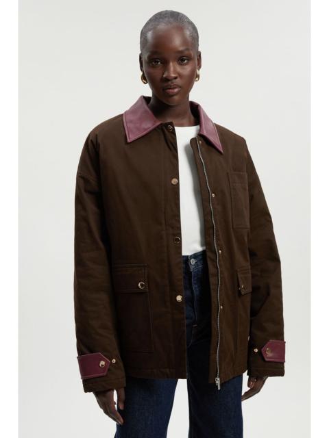 KAREN MILLEN Quilted Contrast Collar Barn Jacket