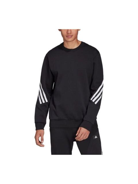 Men's adidas FI Crew Stripe Splicing Sports Round Neck Pullover Black H46538