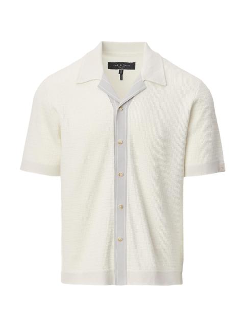rag & bone Men's Harvey Rib-Knit Cotton-Blend Polo Shirt - Steel