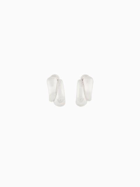 EMPORIO ARMANI SILVER-TONE BRASS HOOP EARRINGS