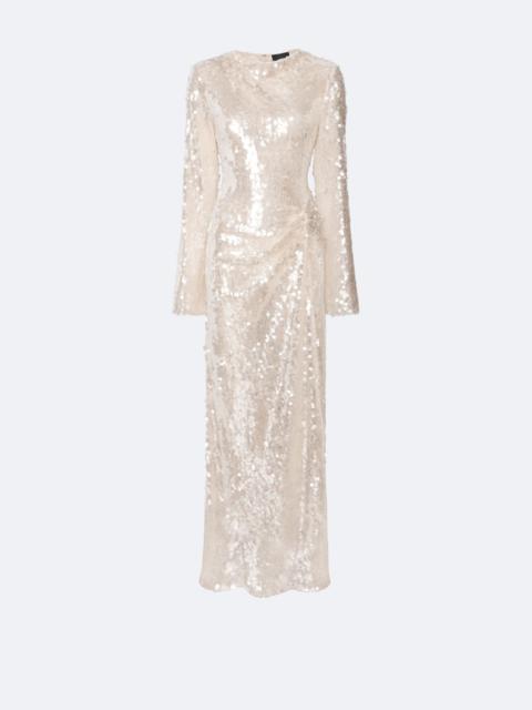 LAPOINTE Mesh Sequin Longsleeve Gown With Side Tucks