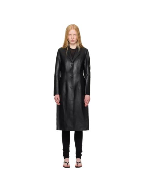 TOTEME Black Slim Leather Coat