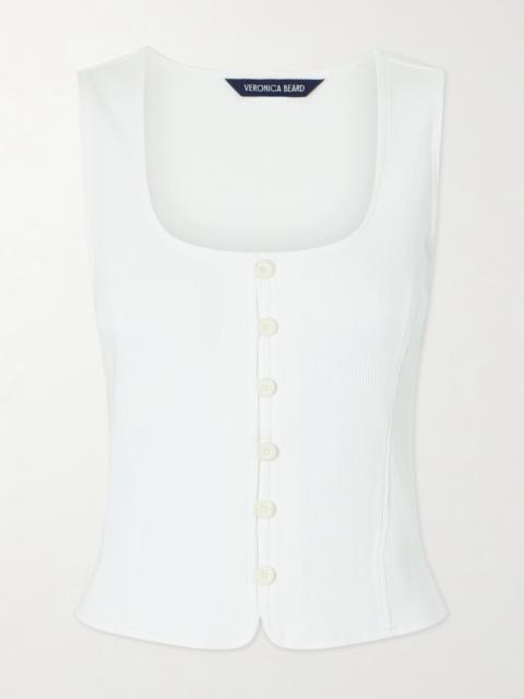 VERONICA BEARD Quenby Ribbed Cotton-blend Tank Top