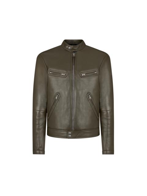 SHINY FEATHER NAPPA ZIP RACER JACKET