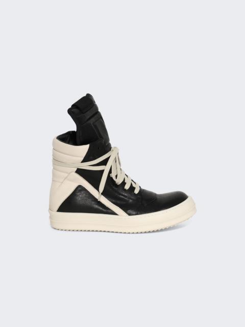 Rick Owens Temple Geobasket High Top Sneakers Black And Milk