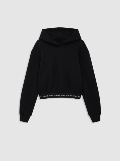 ANINE BING Dany Cropped Hoodie - Black