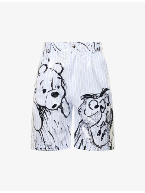 S.S.DALEY Harry Lambert for S.S Daley x Disney Stuck Stripe-Print Waxed-Cotton Shorts