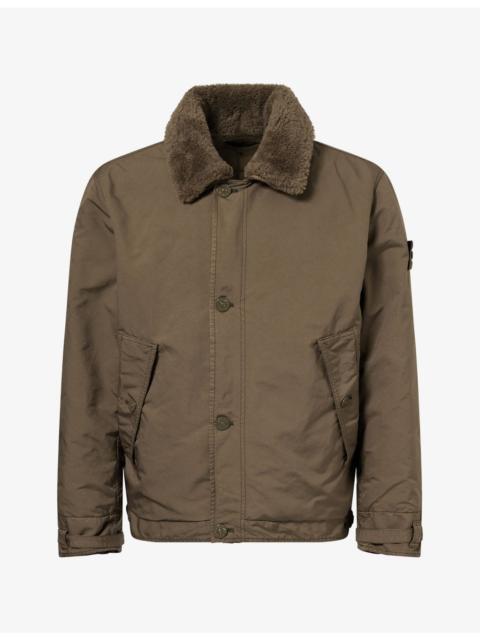 Stone Island Ghost David-TC Shearling-Collar Woven Jacket