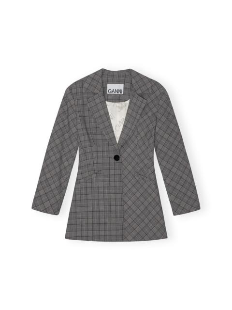 GREY CHECKERED FITTED BLAZER