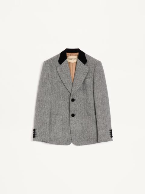 Valentino VALENTINO SINGLE-BREASTED WOOL JACKET IN CHEVRON PATTERN