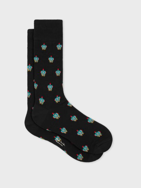 Paul Smith Black Cotton-Blend 'Robot' Socks