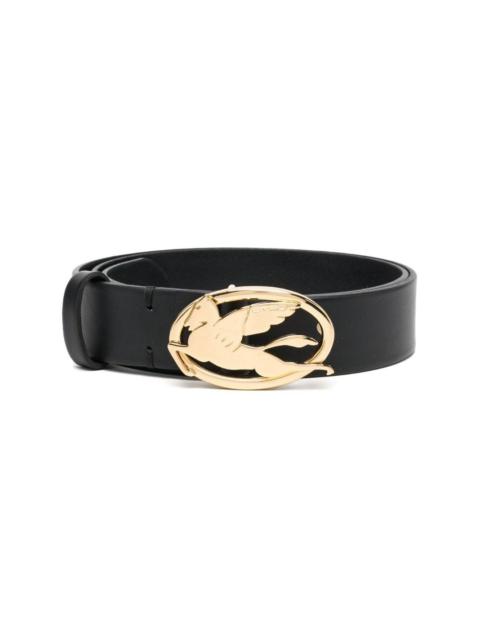 logo-plaque leather belt