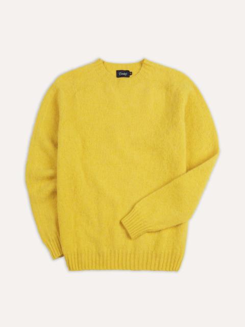 Drake's Canary Yellow Brushed Shetland Crew Neck Jumper