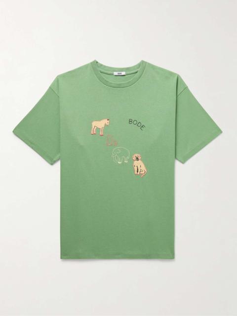 BODE Appliquéd Embroidered Cotton-Jersey T-Shirt