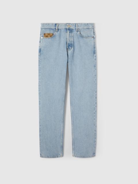 GUCCI Washed denim pant with GG insert
