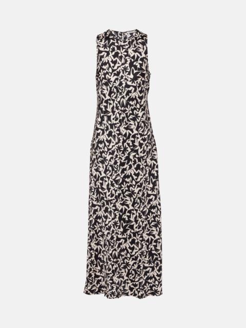 ASCENO Valencia printed silk twill maxi dress