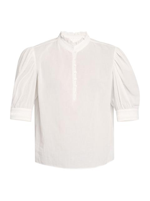 FRAME Women's The Ruffle Collar Poplin Top - White