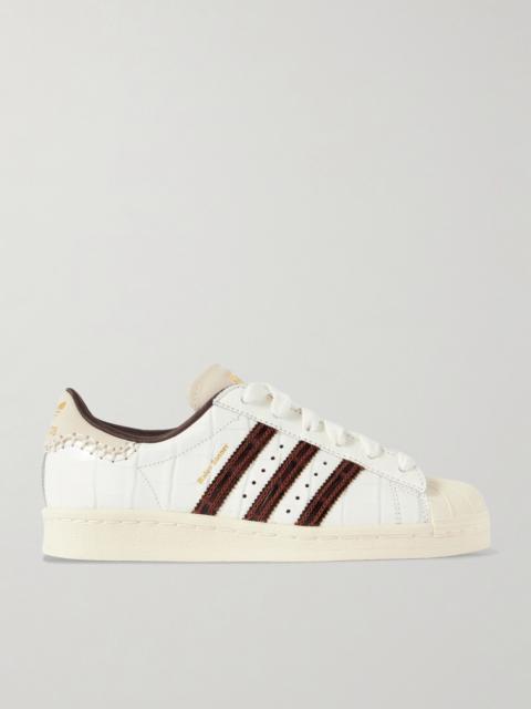 adidas + Wales Bonner Superstar Croc-effect Leather Sneakers
