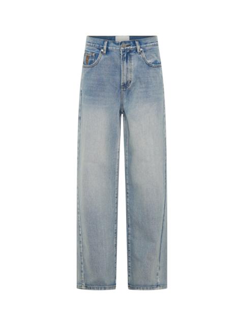 ONE TEASPOON Baxters Mid Waist Wide Leg Denim Jeans - Hendrixe Blue