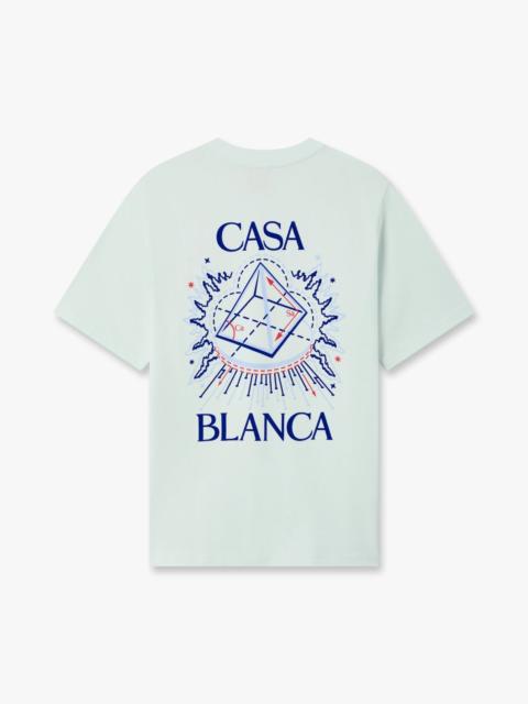 CASABLANCA Ice Blue Celestial Pyramid Printed Short Sleeve T‑Shirt