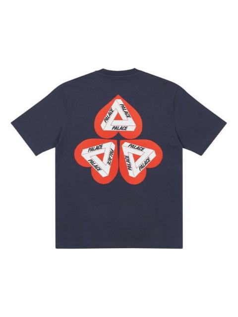 PALACE 채용 정보 하트 모양 Tri-FERg 패턴 짧은 소매 Unisex 블루 P20TS111