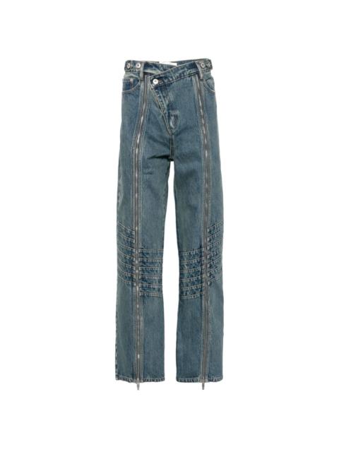 pleated straight-leg jeans