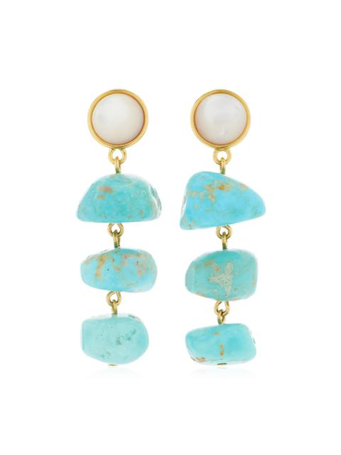 LIZZIE FORTUNATO Old World Gold-Plated Multi-Stone Earrings blue