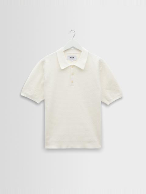 Wax London Naples - Ecru Retro Diamond Knitted Polo
