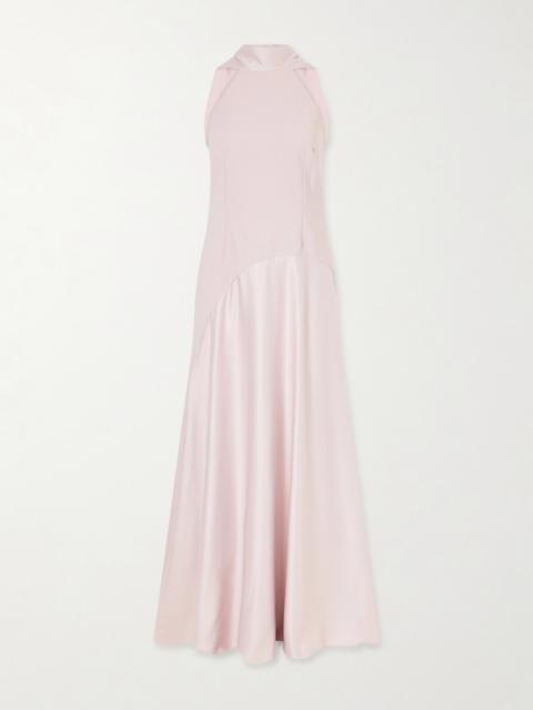 SOLACE LONDON Cece Cape-effect Crepe And Satin Gown