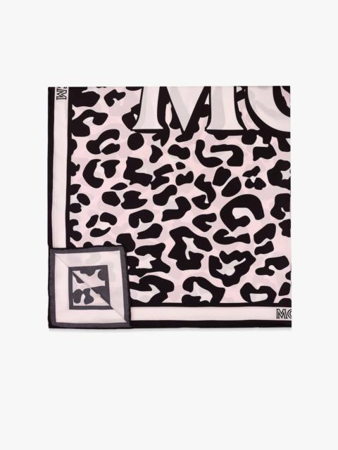 MCM Leopard Print Logo Silk Scarf