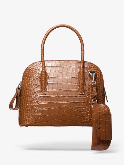 MICHAEL KORS COLLECTION Kaitlin Medium Crocodile Embossed Leather Satchel