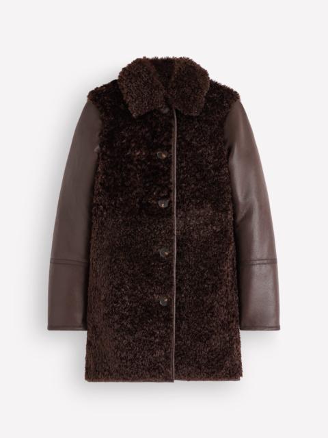 BODEN Teddy Fur Mix Coat-Bitter Chocolate
