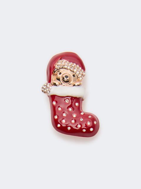 Max Mara SHINY Metal teddy bear brooch - RED