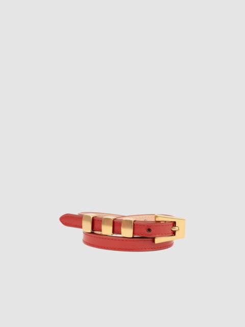 BY FAR Vic Blood Red Semi Patent Leather Belt