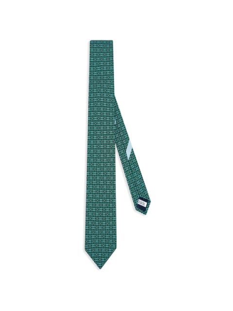 Gancini-pattern silk tie