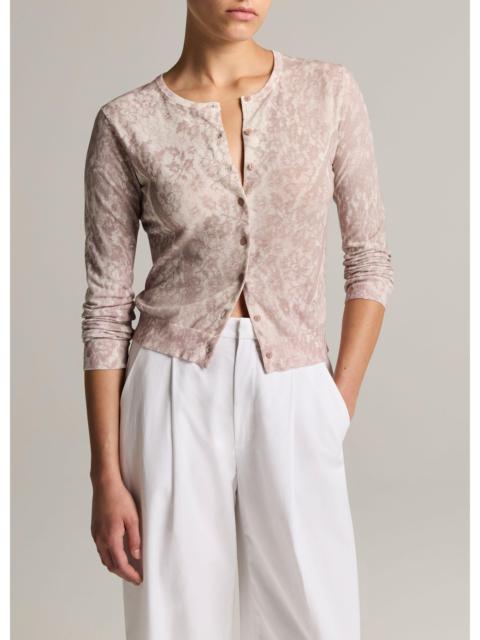 Vince Lace-Print Italian Cotton-Blend Cardigan