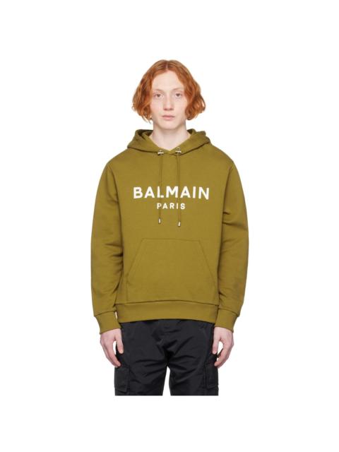 Balmain Khaki Printed Hoodie