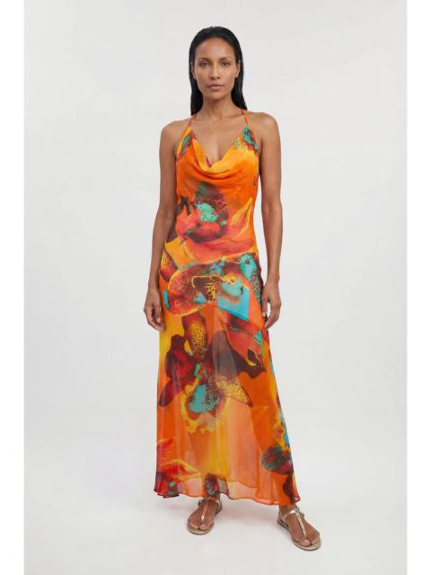 KAREN MILLEN Beach Viscose Georgette Photographic Floral Beach Slip Dress