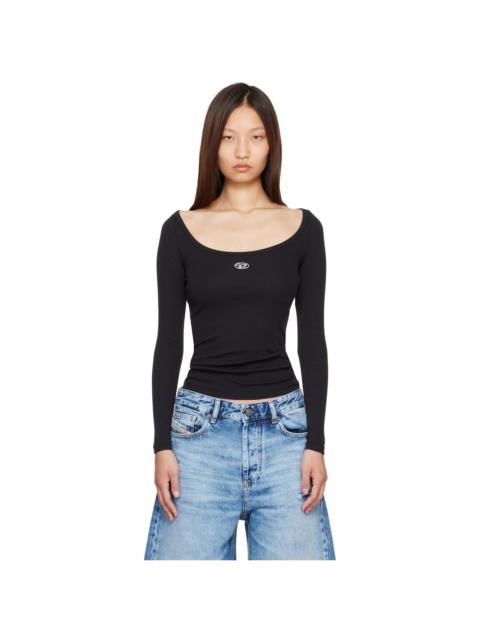 Diesel Black Long Sleeve Metallic Oval D Ribbed T-shirt