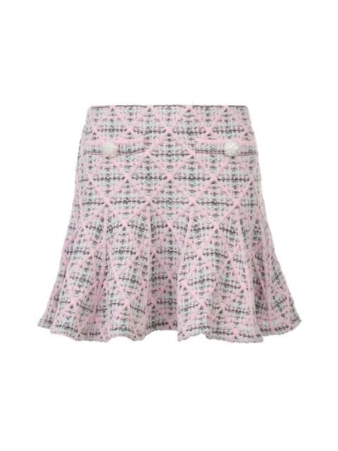 self-portrait Pink Check Knit Mini Skirt