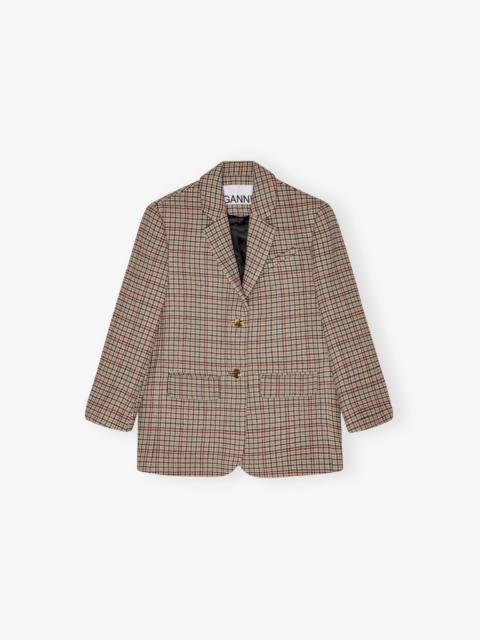 GANNI CHECK BOXY BLAZER