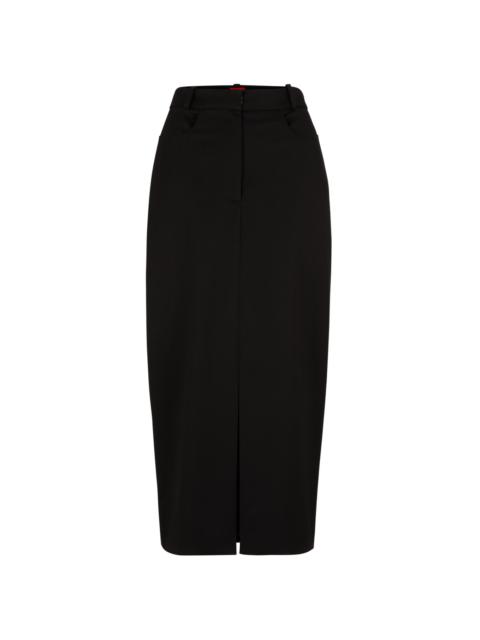 HUGO MAXI SKIRT WITH HIGH FRONT SLIT IN STRETCH FABRIC