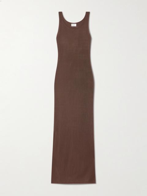 SAINT LAURENT Ribbed-knit Midi Dress